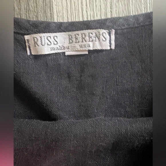 RUSS BERENS Vintage Black Linen Sleeveless Dress | Women’s Size Large - Picture 4 of 8